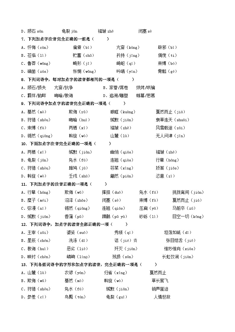 八年级语文下册期中备考真题汇编 专题01 基础知识运用（原卷版）2024-2025学年第二学期 统编版第2页