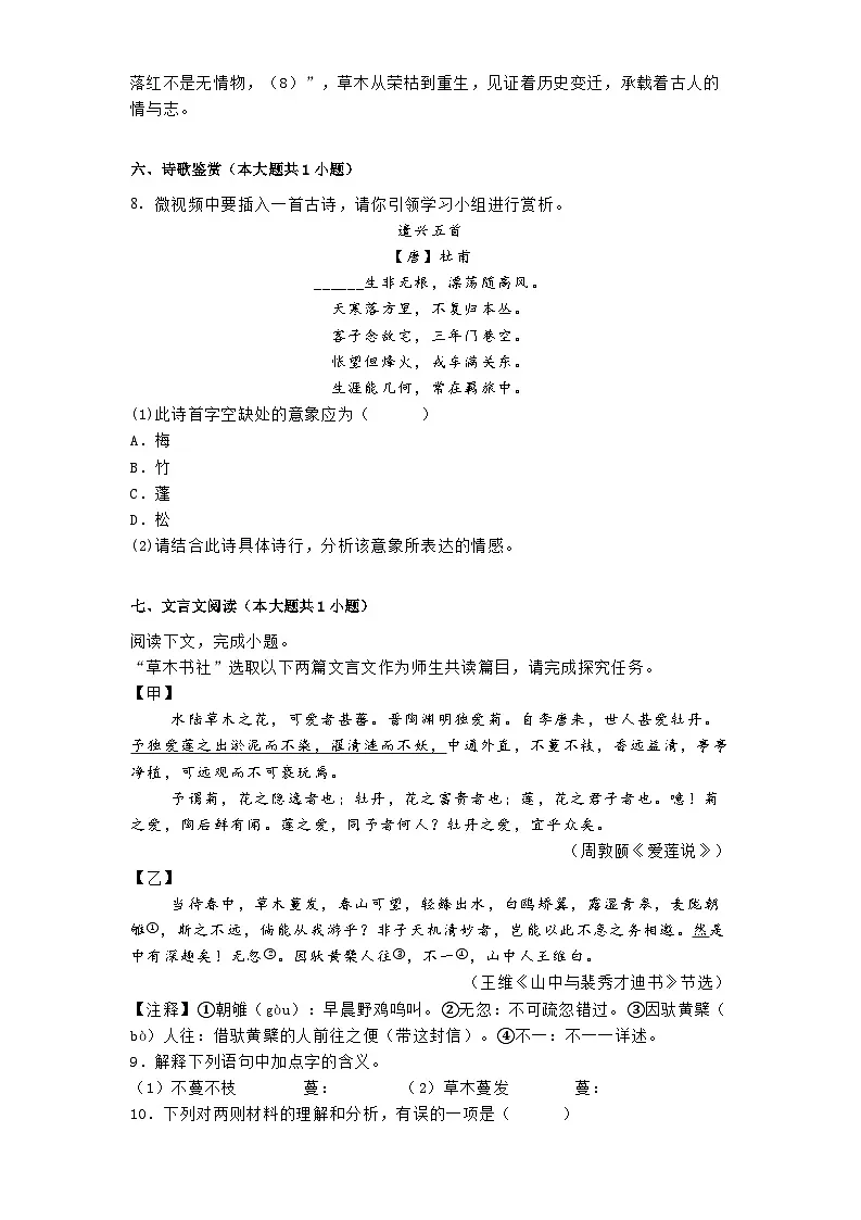 2025年广东省深圳市31校联考中考二模语文试题（含答案）第3页