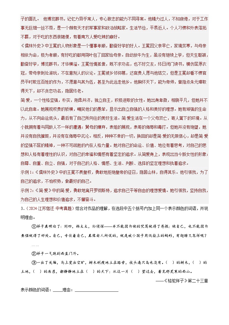 2024年中考语文真题分类汇编专题08  名著导读（第03期）（解析版）第3页