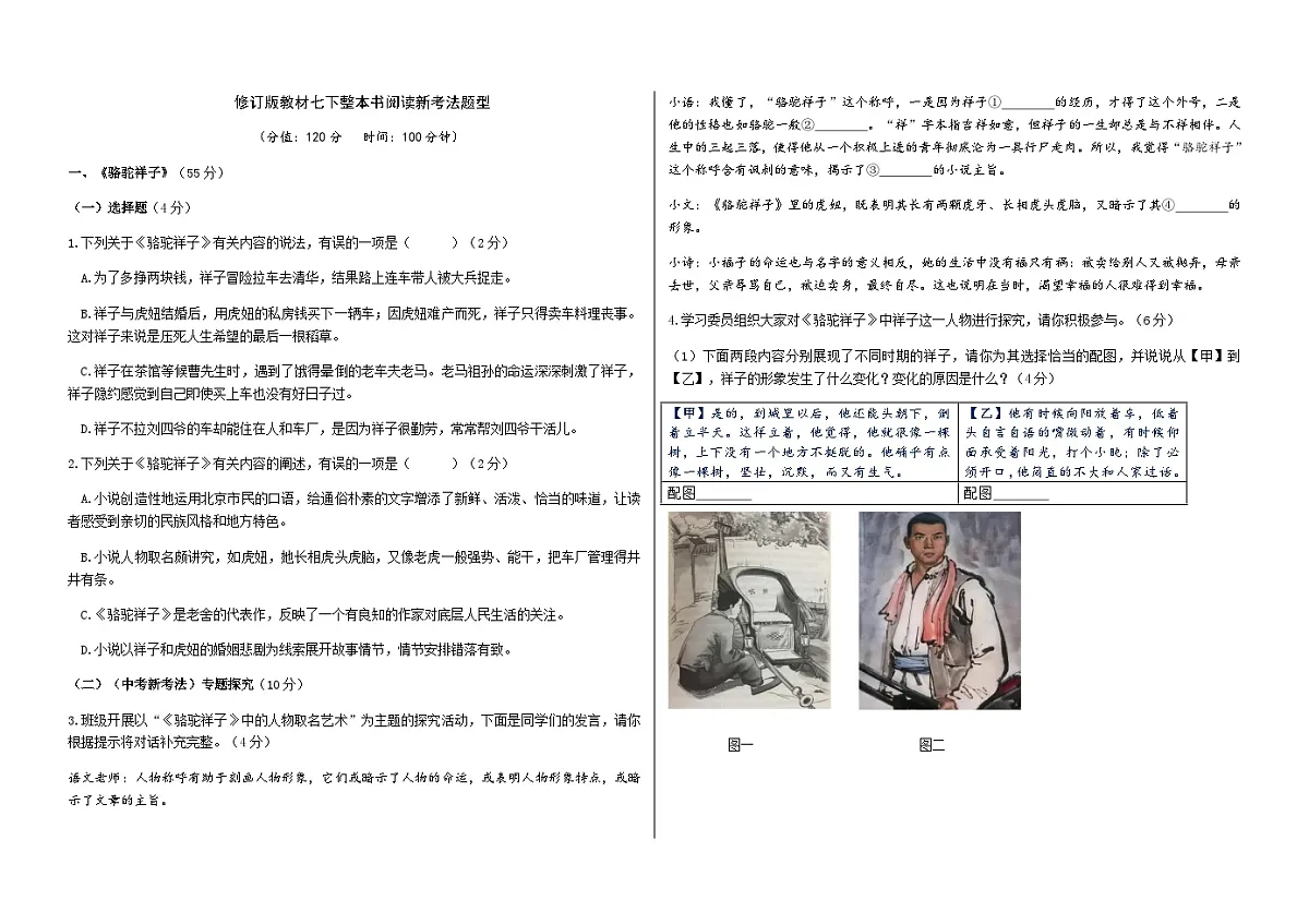 修订版教材七下整本书阅读新考法题型（原卷版）第1页