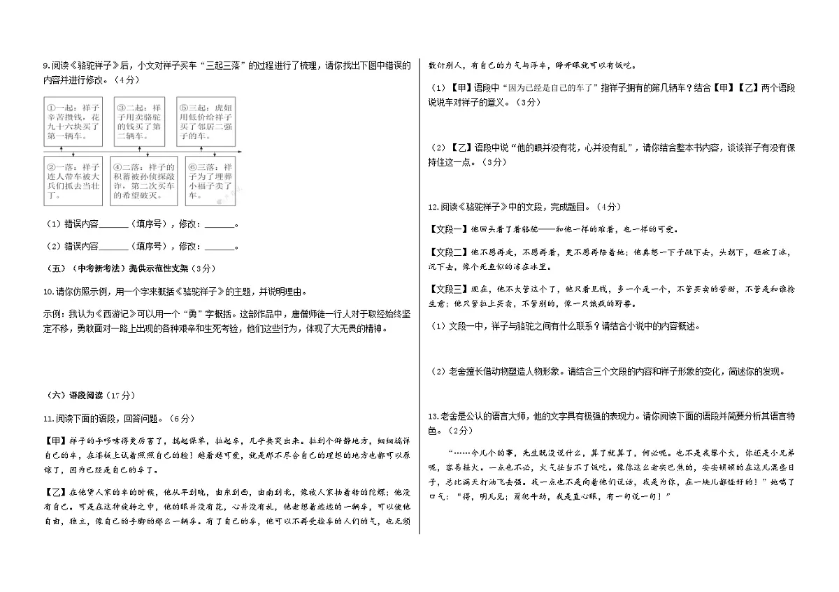 修订版教材七下整本书阅读新考法题型（原卷版）第3页