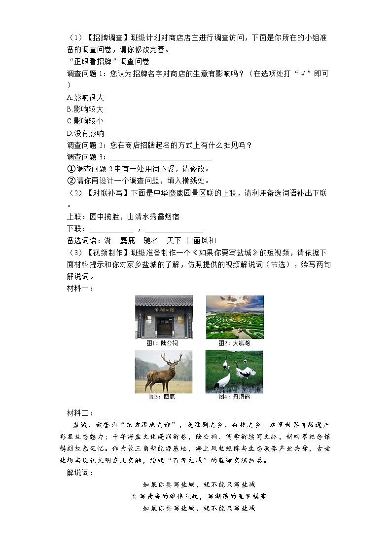 江苏省盐城市亭湖区2024-2025学年七年级（下）期中语文试卷第2页