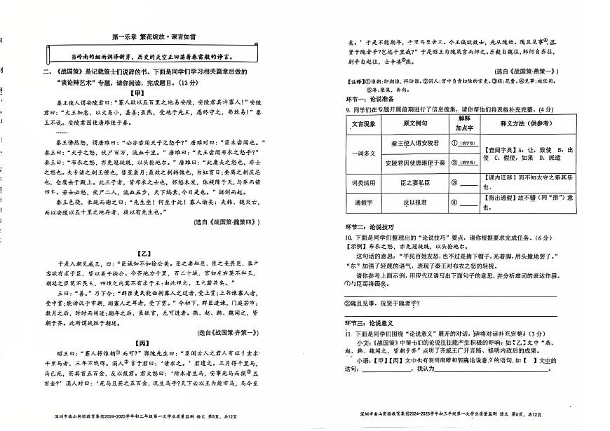 2025年广东省深圳市南山实验教育集团中考一模语文试卷第3页