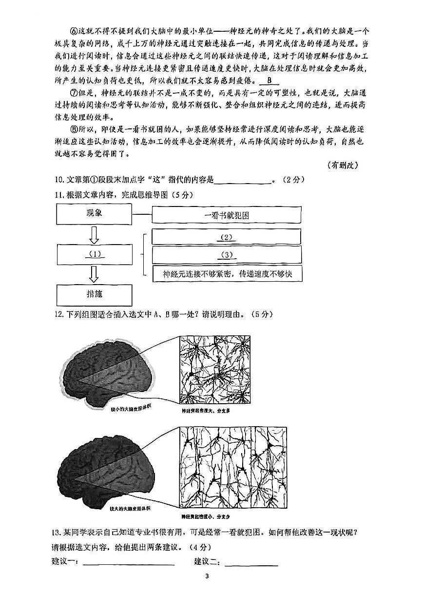 2025嘉定二模语文试卷第3页