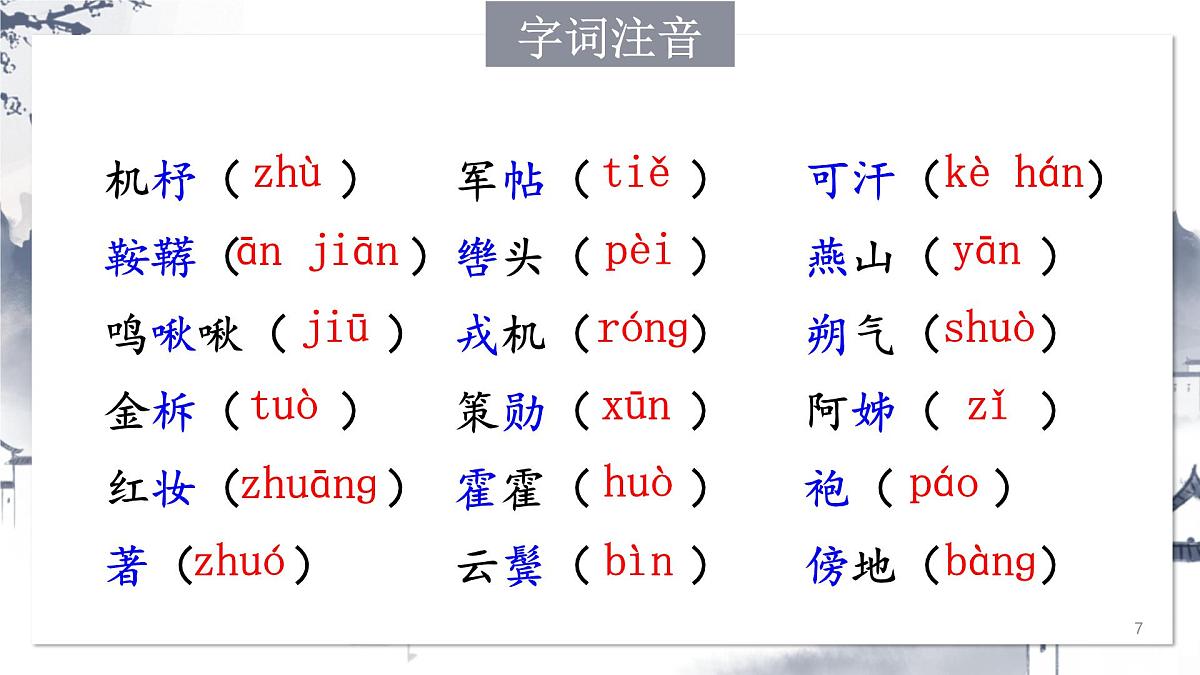 统编版（2024）七年级语文下学期9木兰诗课件ppt第7页