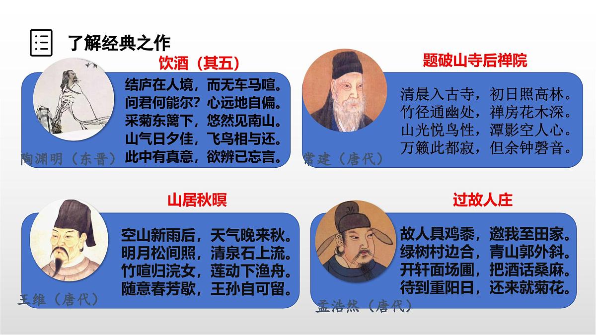 山水田园类诗歌三首整合复习课件 初中语文中考复习第7页