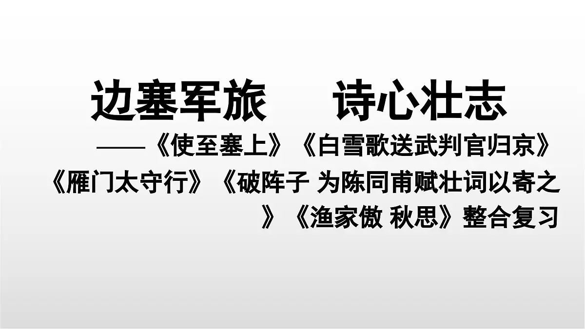 边塞军旅诗五首整合复习课件 初中语文中考复习第1页