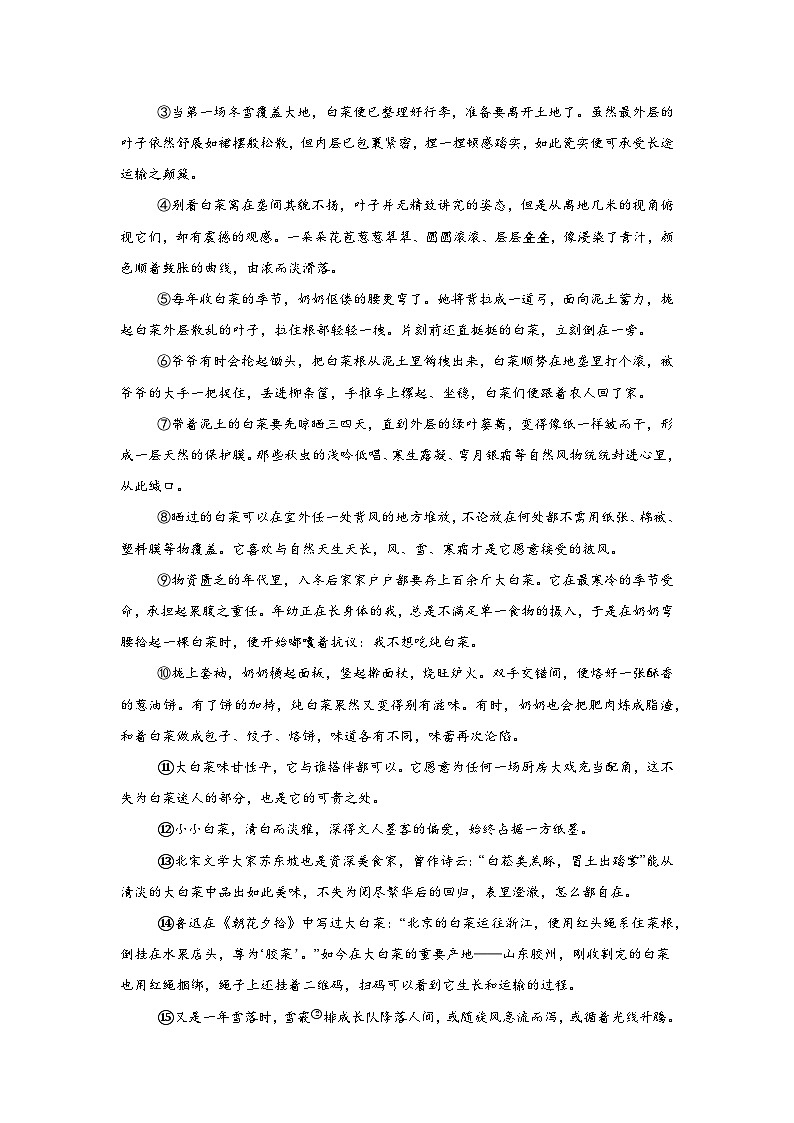 安徽省安庆市外国语学校2024-2025学年八年级上学期期末语文试题第3页
