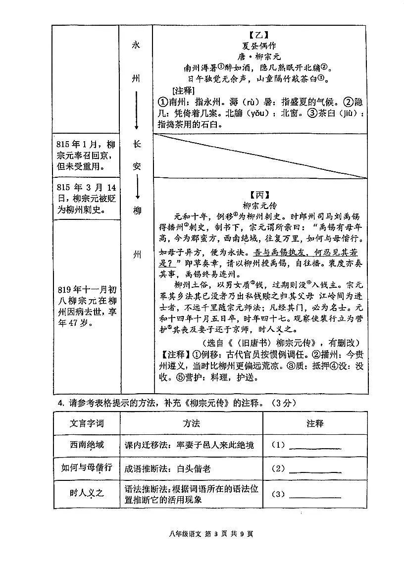 福建省福州第十六中学2024-2025学年八年级下学期期中语文试卷第3页