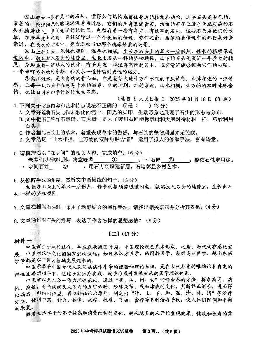 2025年中考语文试题（4月）第3页