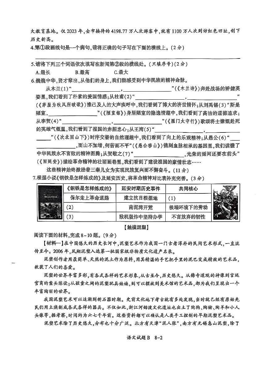 2025年陕西省商洛市洛南县中考二模语文试题第2页