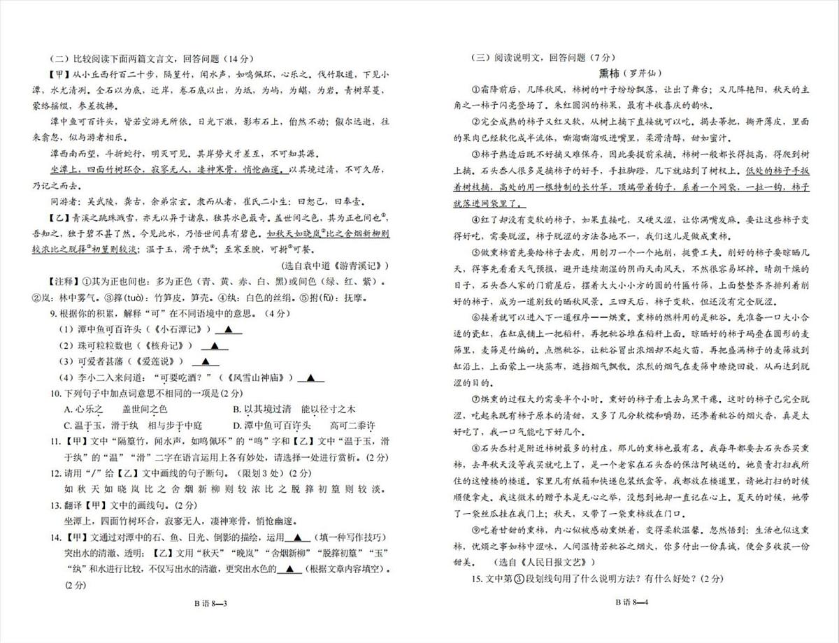 湖北省恩施土家族苗族自治州巴东县2024-2025学年八年级下学期期中教学质量监测语文试题（图片版，含答案）第2页