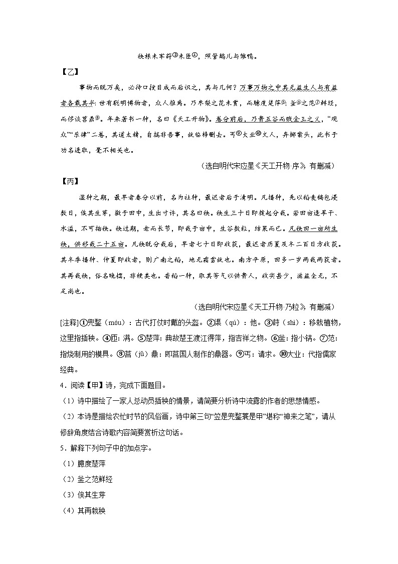 2025年江苏省宿迁市宿城区新区教学共同体中考一模语文试题（含答案）第3页