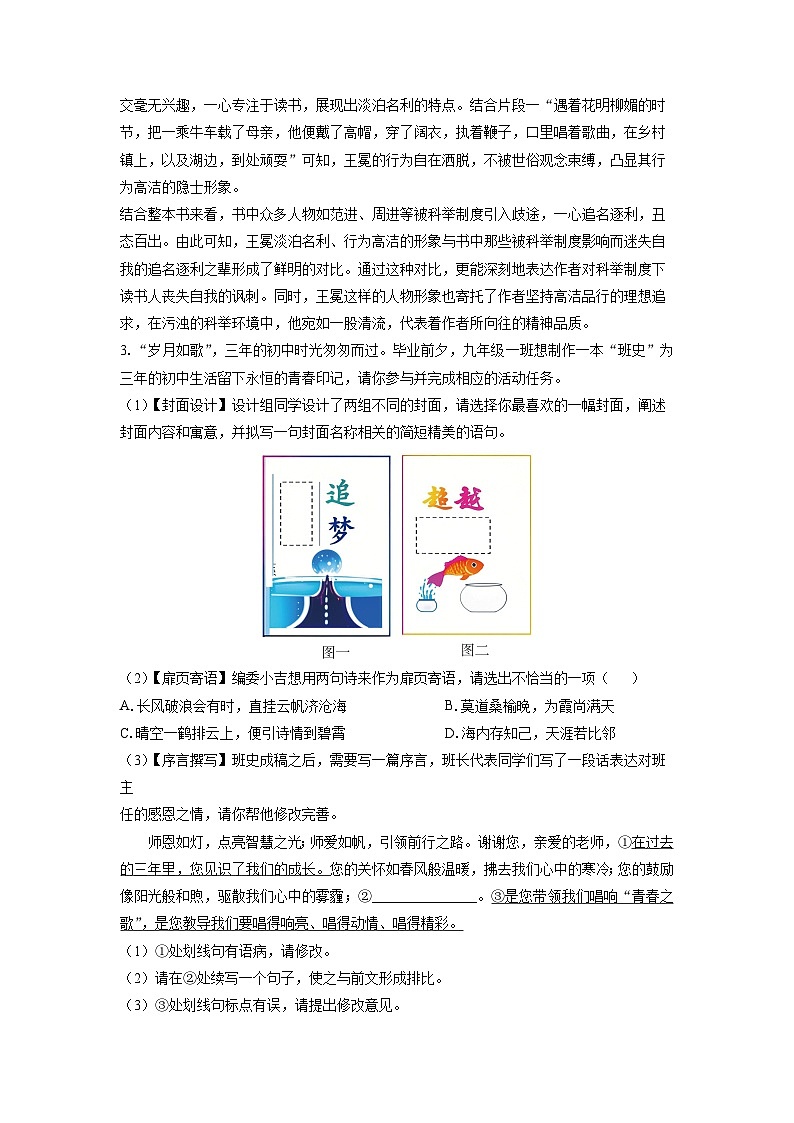 安徽省蚌埠市2025年中考一模考试语文试题（解析版）第3页