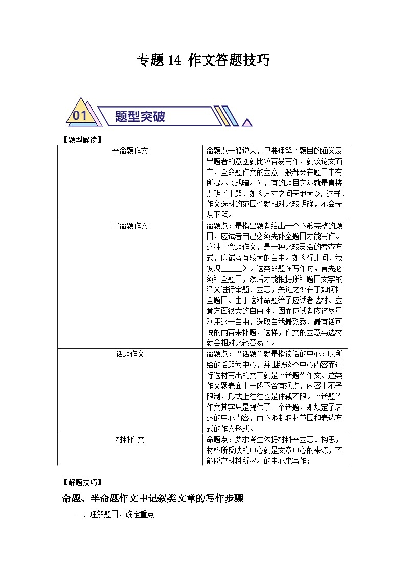 备战2025年中考语文二轮热点题型归纳讲义（江苏专用）专题14写作技巧(解析版)第1页