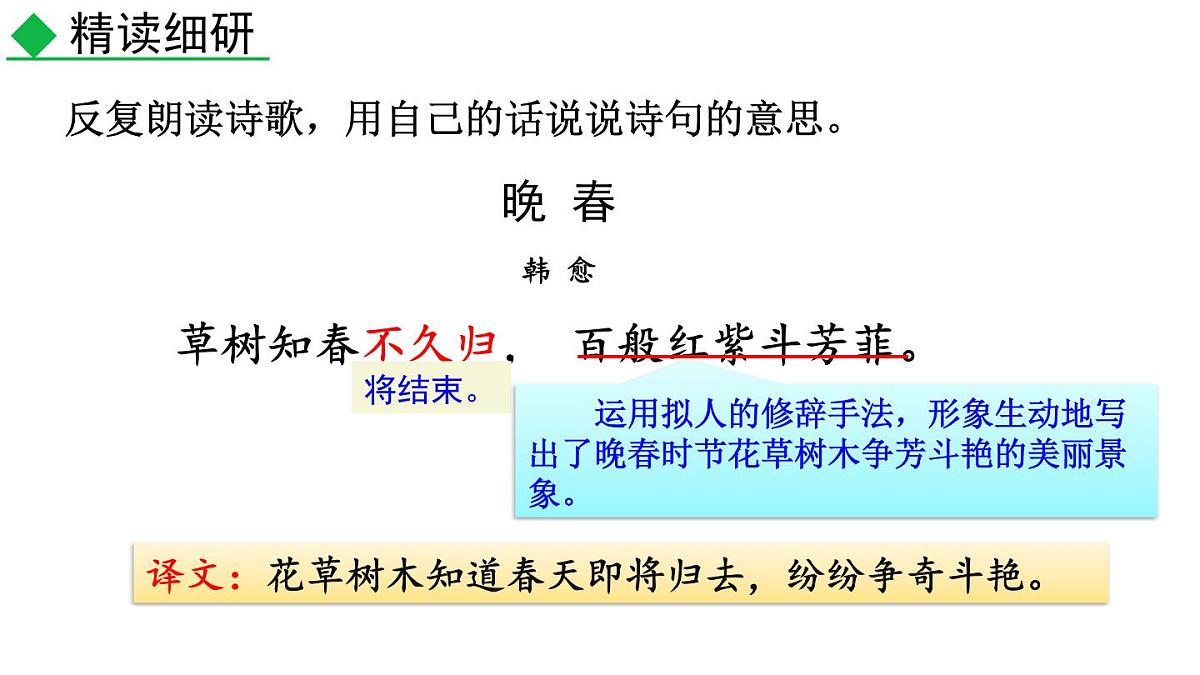 统编版（2024）七年级语文下学期第三单元古诗词诵读-晚春课件第5页