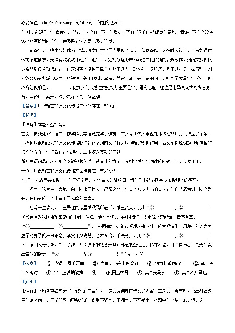 2025年河南省周口市中考一模语文试题（解析版）第2页