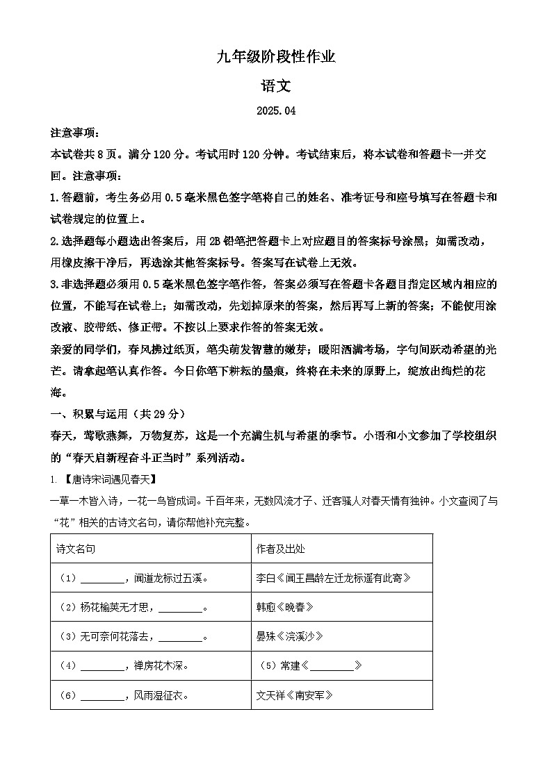 2025年山东省临沂市沂水县中考一模语文试题（解析版）第1页