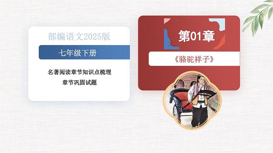 2024-2025学年统编版语文七年级下册必读名著《骆驼祥子》第1章+章节课件+知识点梳理+语句赏析+章节巩固试题课件第1页