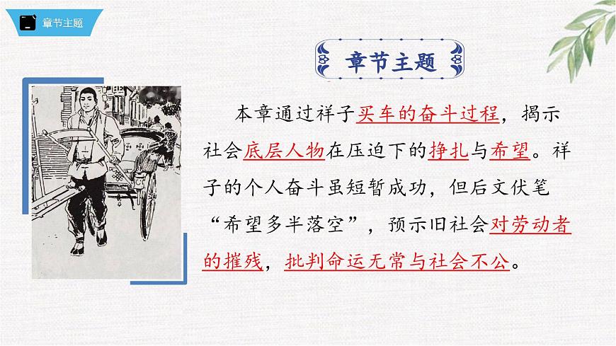 2024-2025学年统编版语文七年级下册必读名著《骆驼祥子》第1章+章节课件+知识点梳理+语句赏析+章节巩固试题课件第5页