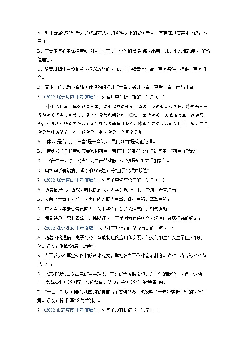 中考语文必刷真题精选 专题04：病句辨析与修改（学生版）第2页