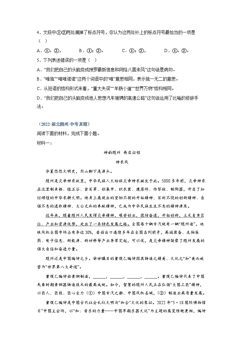 中考语文必刷真题精选 专题08：综合考查（二）（学生版）第2页