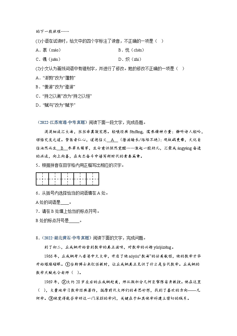 中考语文必刷真题精选 专题08：综合考查（一）（学生版）第2页