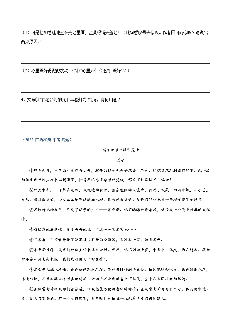 中考语文必刷真题精选 专题11：记叙文阅读（二）（学生版）第3页