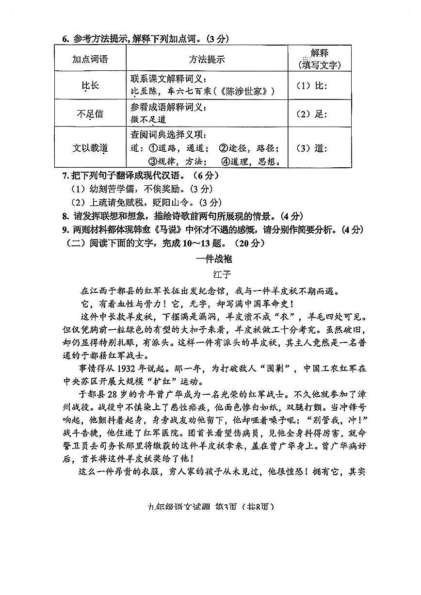 2025年福建省南平市中考二模语文试题第3页