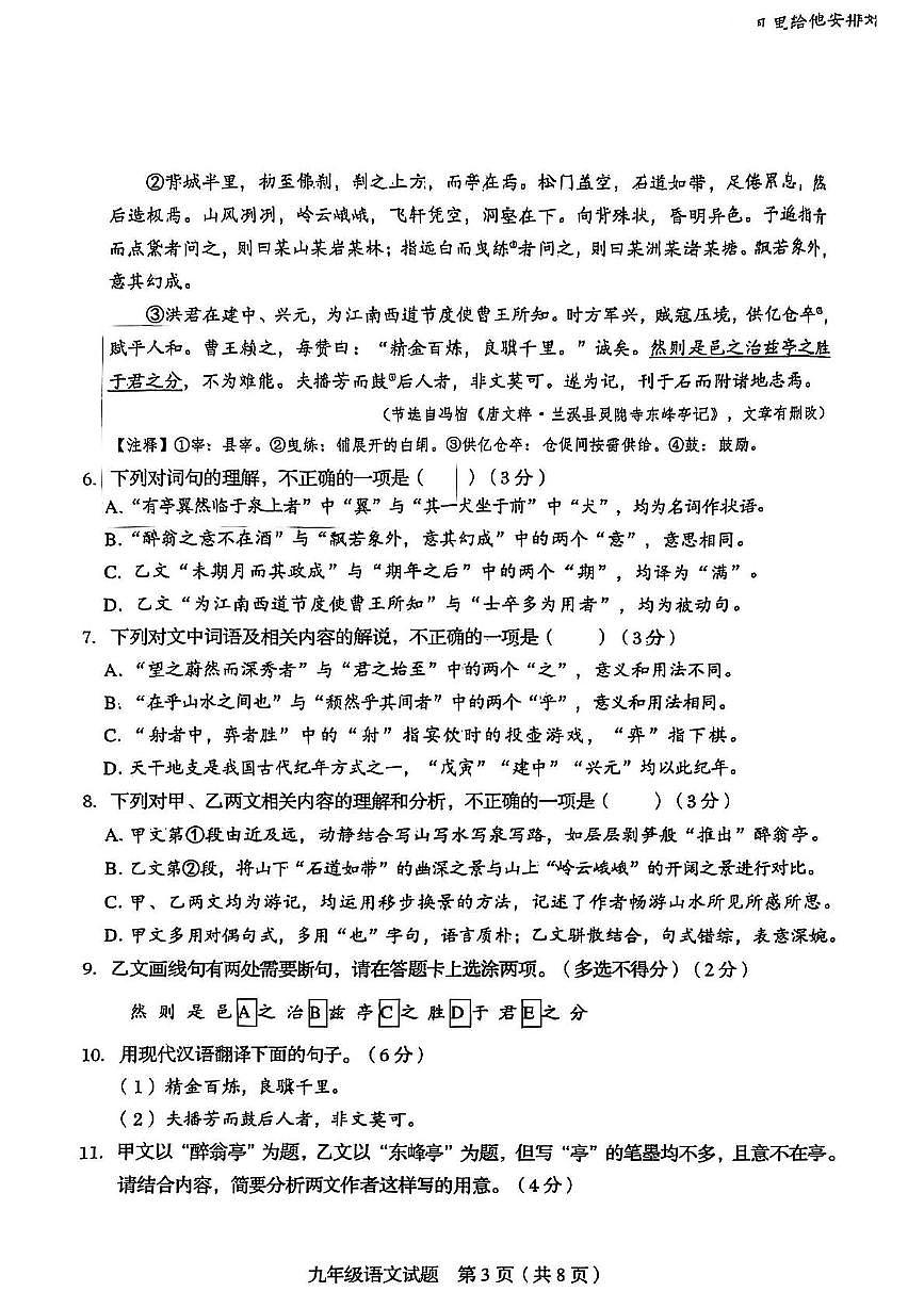 2025年山东省济南市槐荫区中考二模语文试题 2025年山东省济南市槐荫区中考二模语文试题第3页