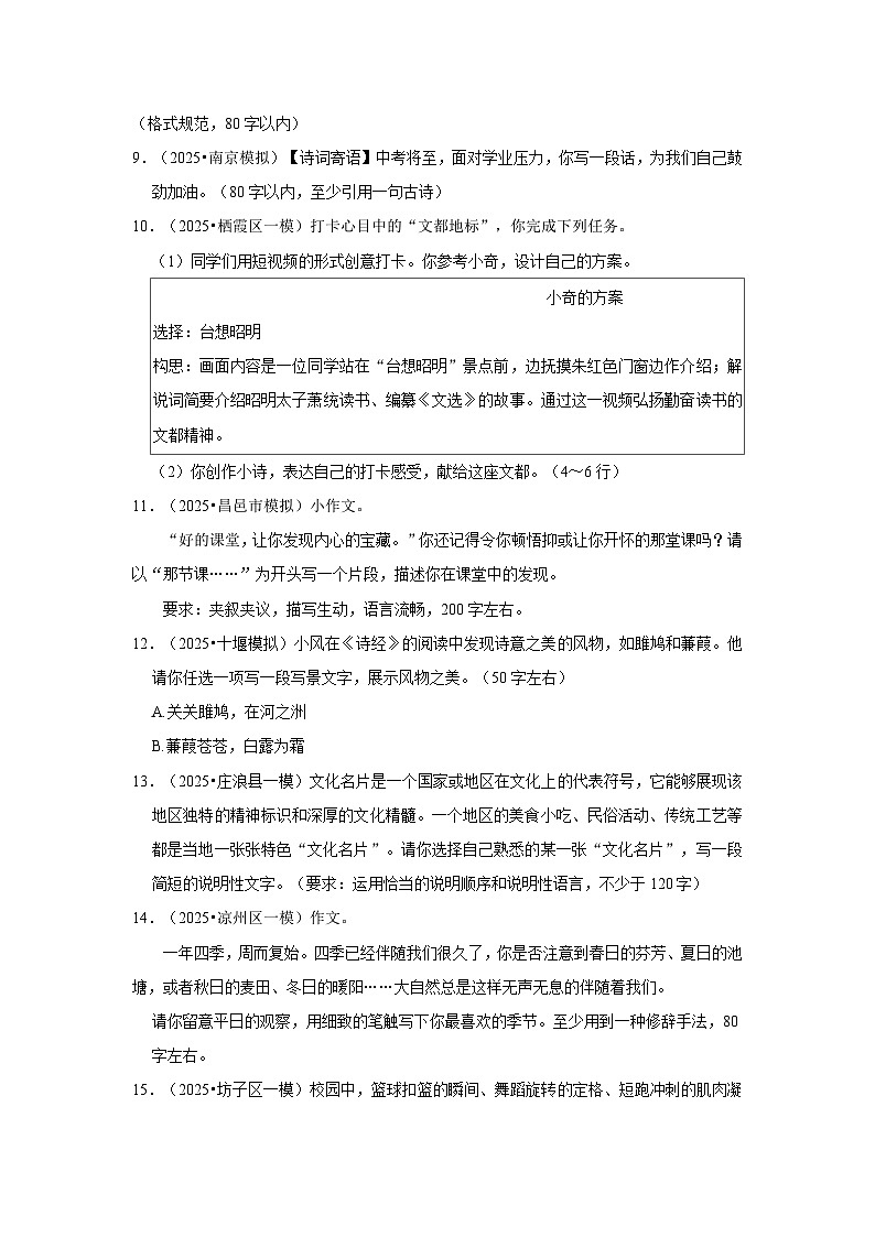 2025年语文中考考前必刷题—微写作（全国版）（原卷版）第3页