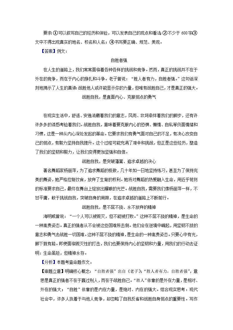 2025年语文中考考前必刷题—写作①：命题作文（解析版）第2页