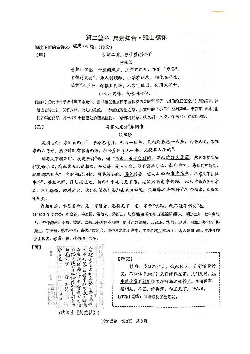 2025年江苏省苏州市高新区中考一模语文试卷（中考模拟）第3页