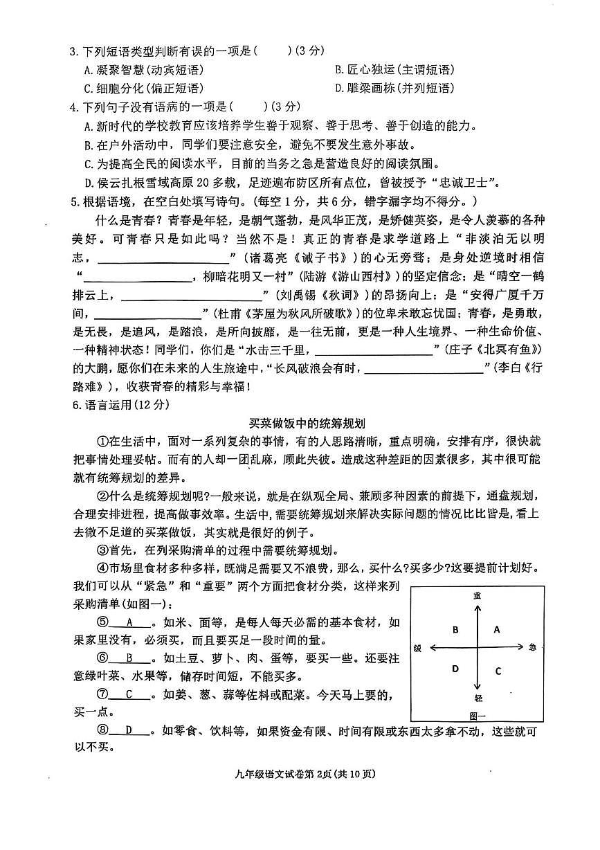 2025年四川省达州市达川区中考适应性考试语文试卷（中考模拟）第2页