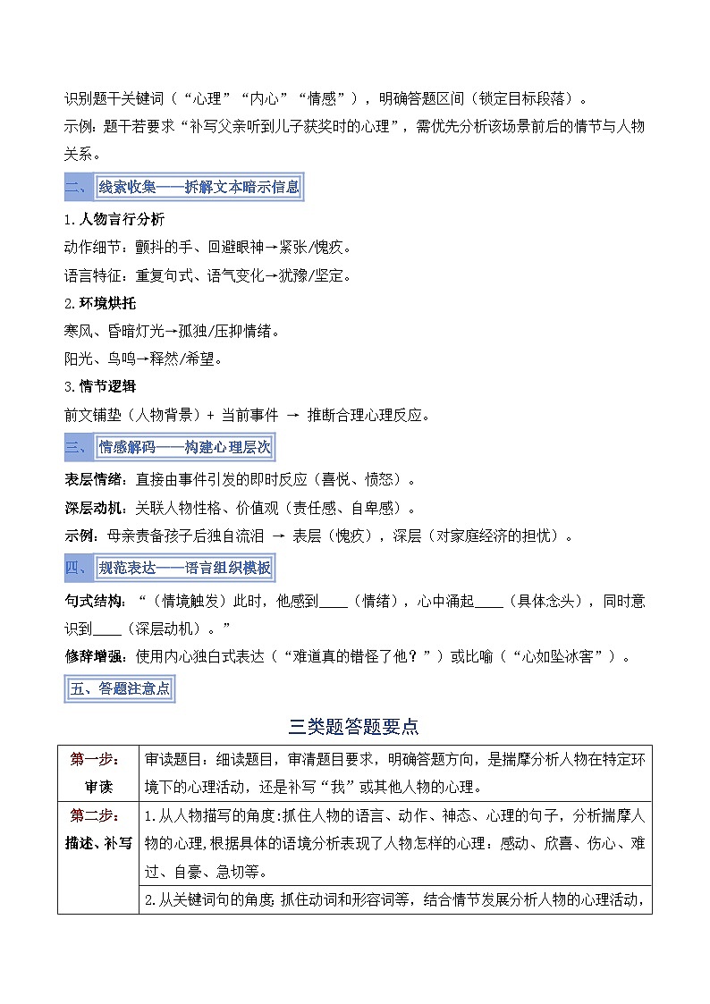 备考2025年中考语文答题技巧（通用版）模板08揣摩补写人物心理类题型（学生版）第3页