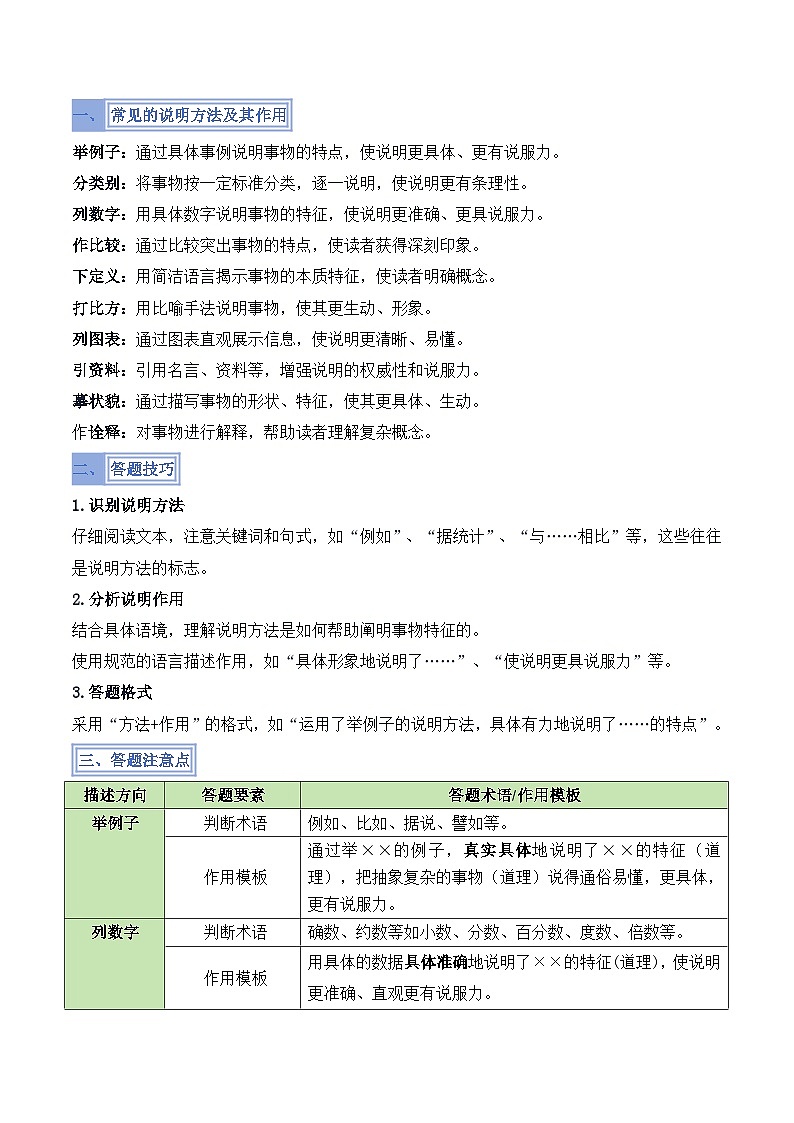 备考2025年中考语文答题技巧（通用版）模板10说明方法类题型（教师版）第3页