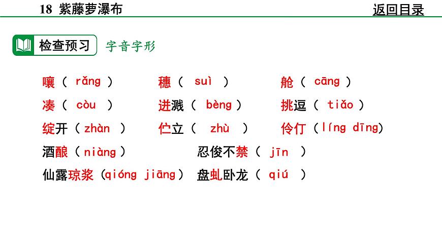 部编版2024-2025年第二学期 语文 七年级下册  第五单元 19  紫藤萝瀑布  课件第5页