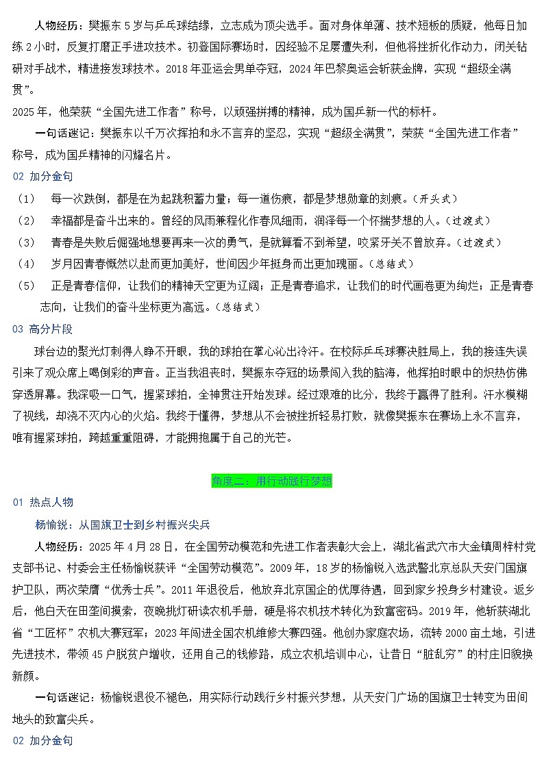 2025北京中考复习语文作文话题-青春梦想教案第2页