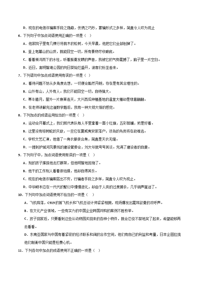 八年级语文下册期末复习专练 专题03 词语运用（原卷版）2024-2025学年（统编版）第2页