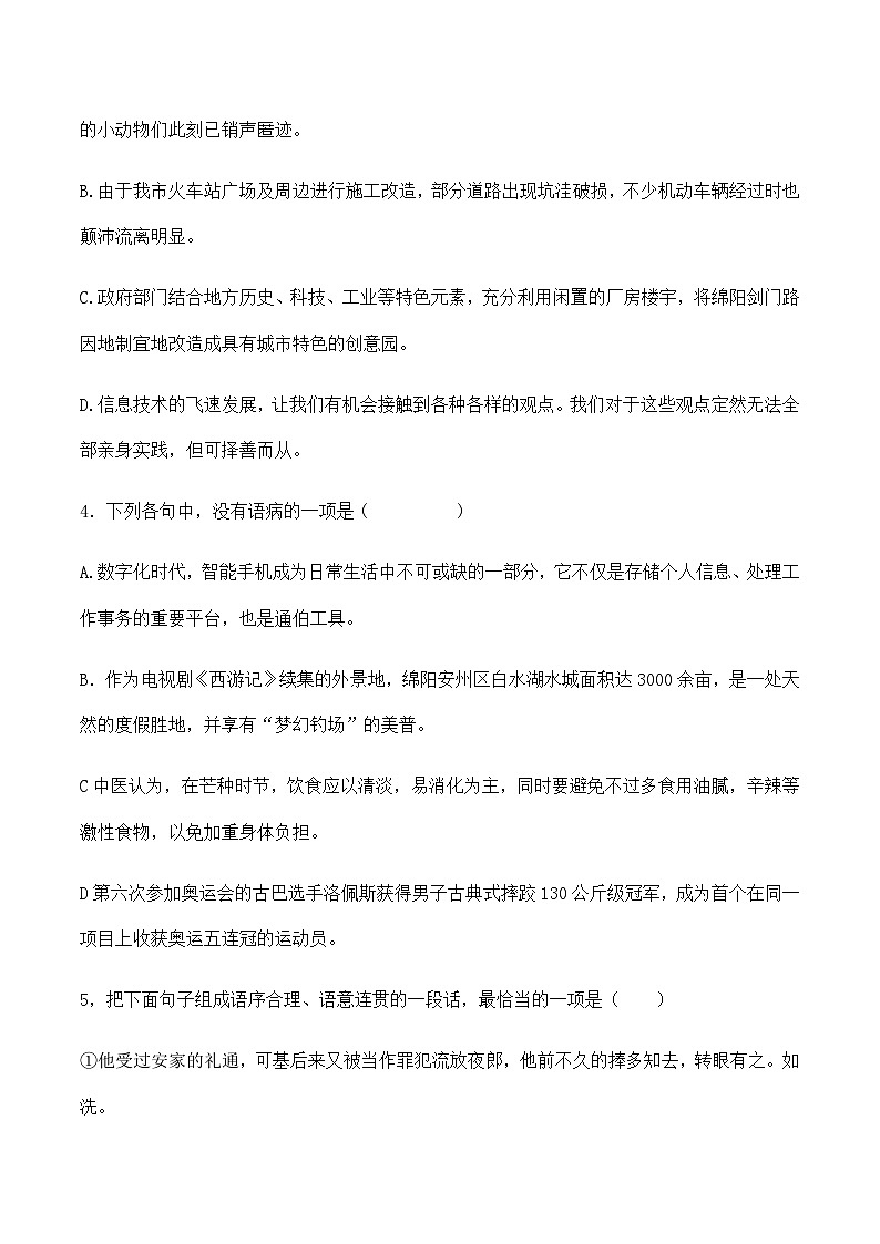 四川省绵阳市平武县2025届九年级下学期二模语文试卷第2页