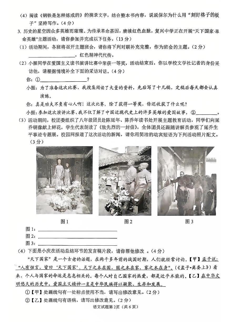 2025年安徽省安庆市中考二模语文试卷（PDF版，含答案）第2页