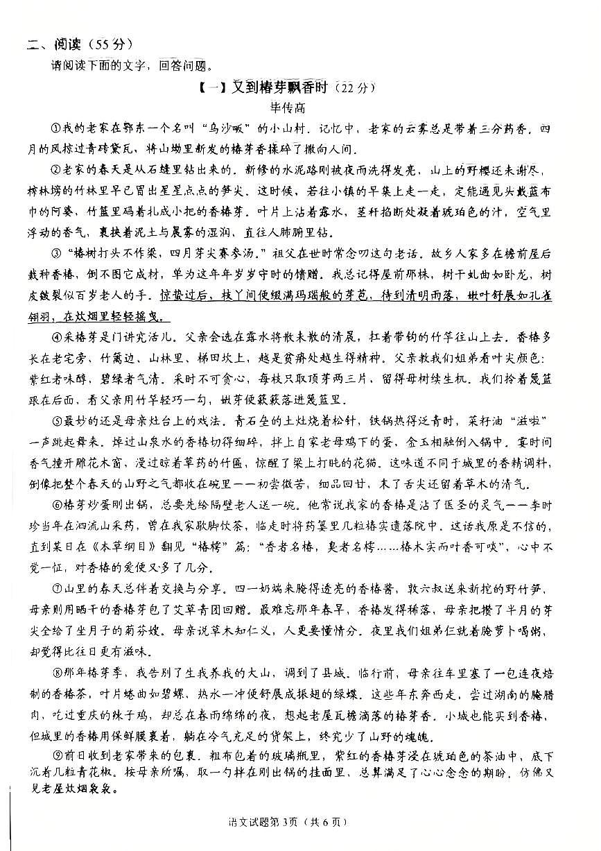 2025年安徽省安庆市中考二模语文试卷（PDF版，含答案）第3页