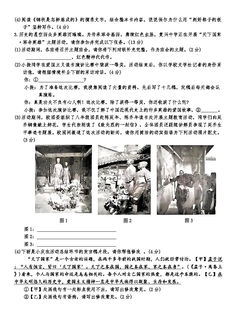2025年安徽省安庆市九年级中考二模语文试题（含答案）第2页