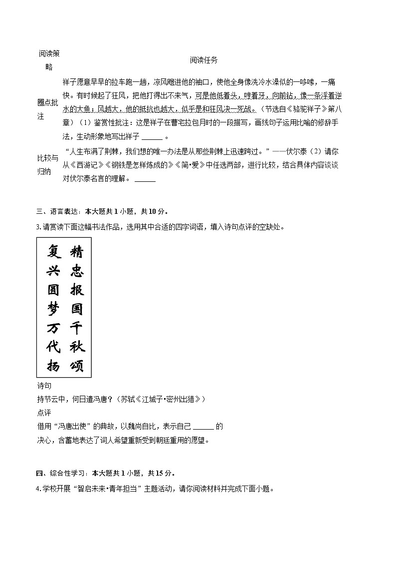 2025年山西省大同一中等校中考语文一模试卷(含详细答案解析)第2页