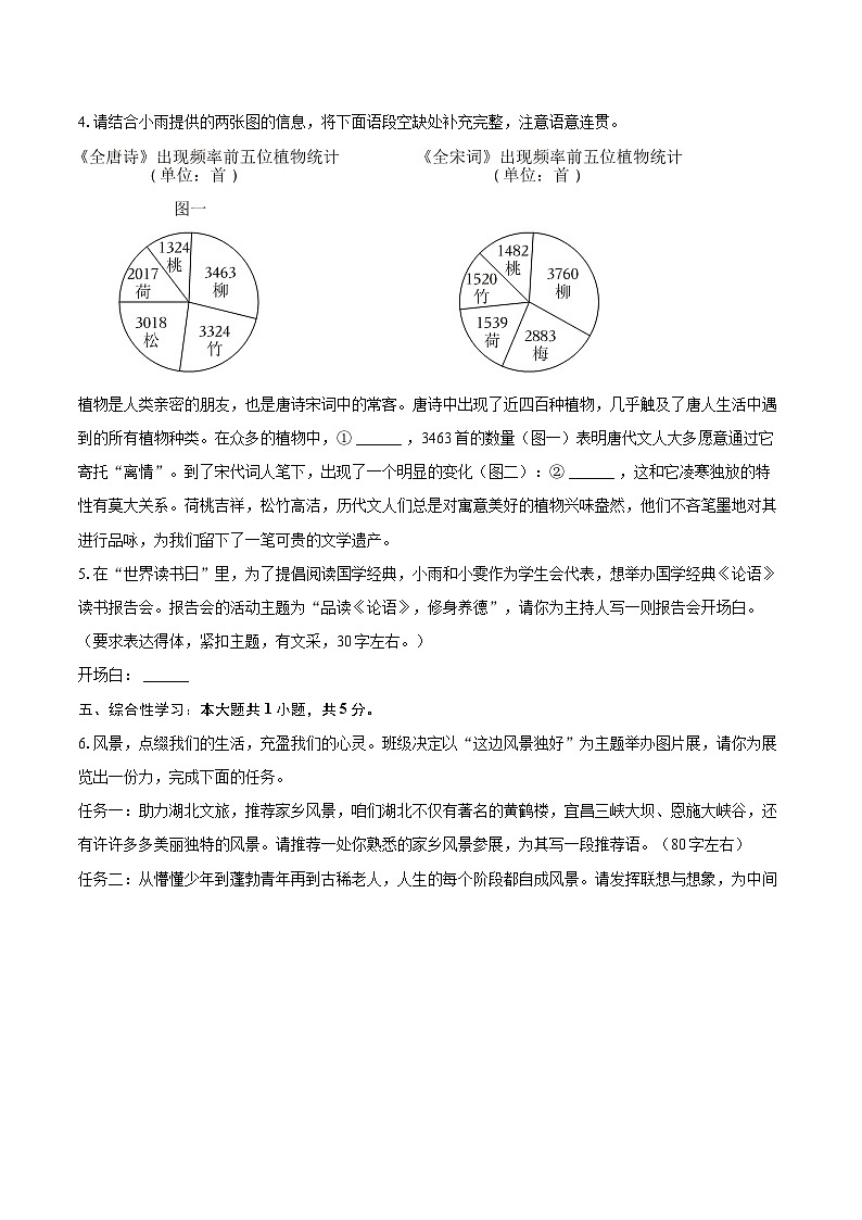 2025年湖北省黄石市部分学校中考语文联考试卷（3月份）(含详细答案解析)第2页