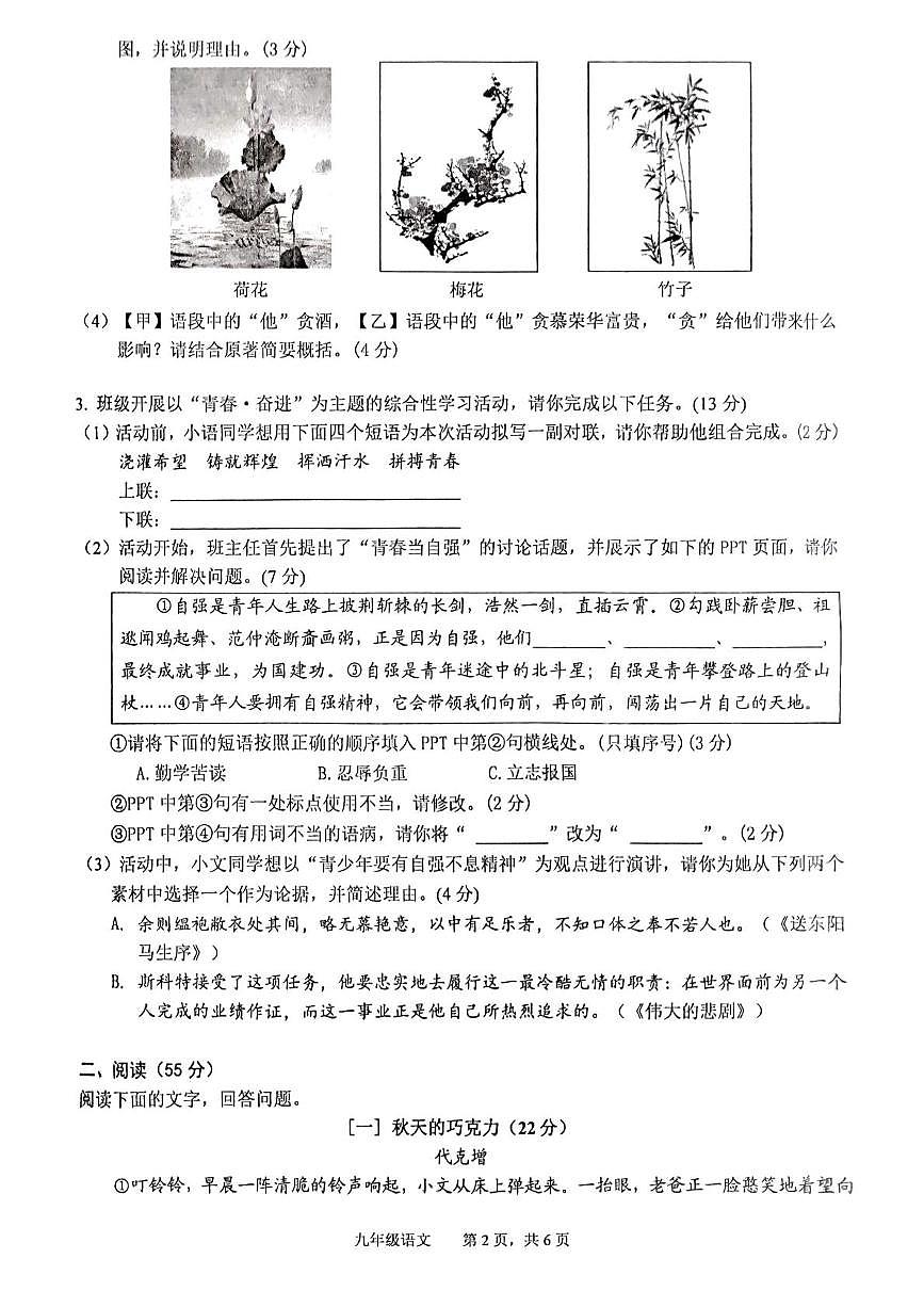 2025年池州市中考三模语文试题 2025年池州市中考三模语文试题第2页