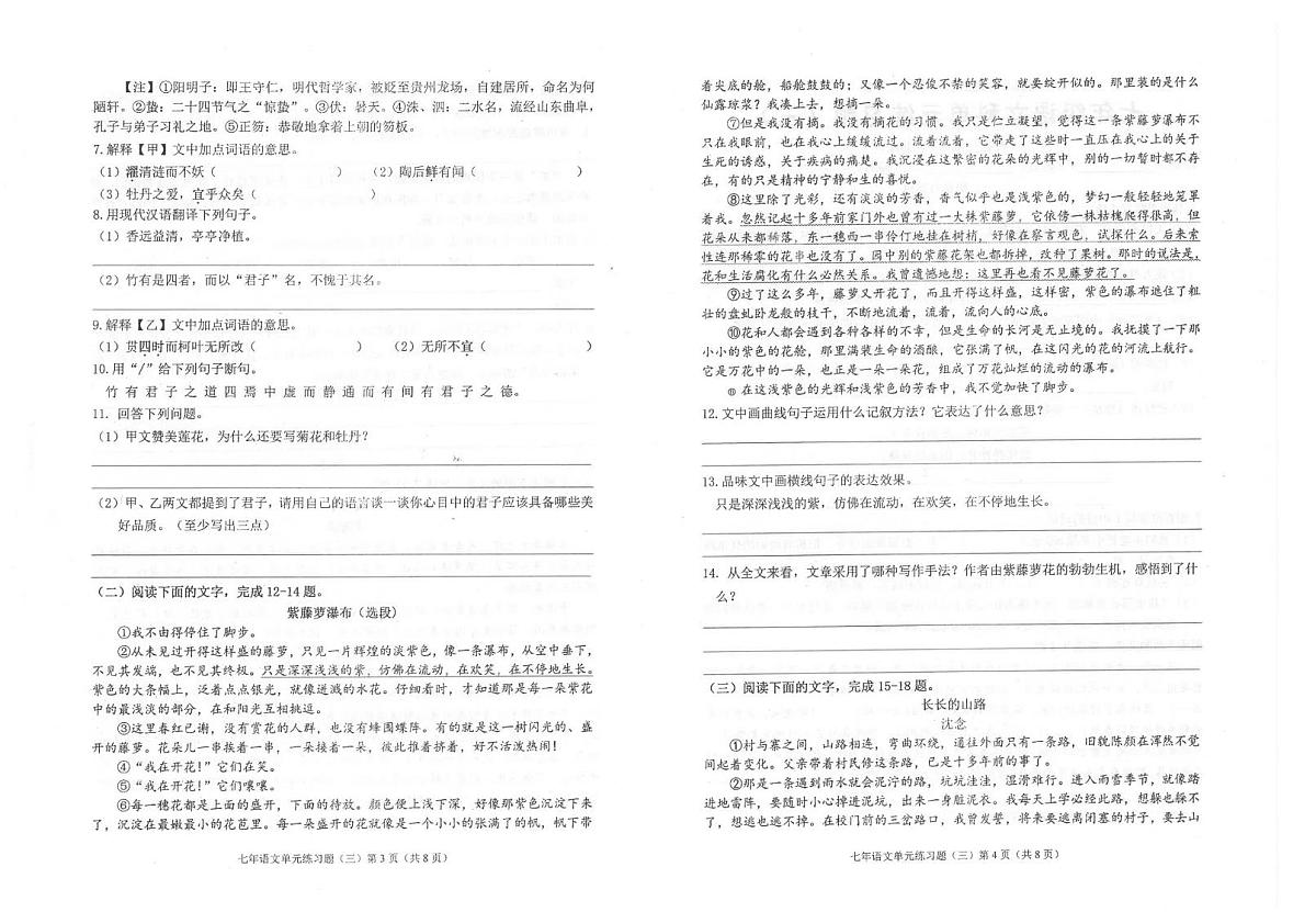 广东省汕广东省汕头市潮南区陈店公校2024-2025学年七年级下学期5月月考语文试题（图片版，含答案）第2页
