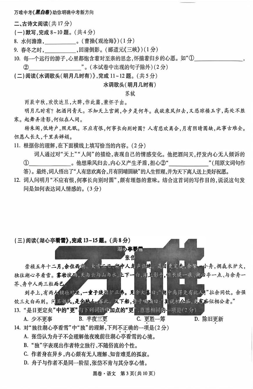 2025《万唯中考•北京黑白卷》语文黑卷(精修版)第3页