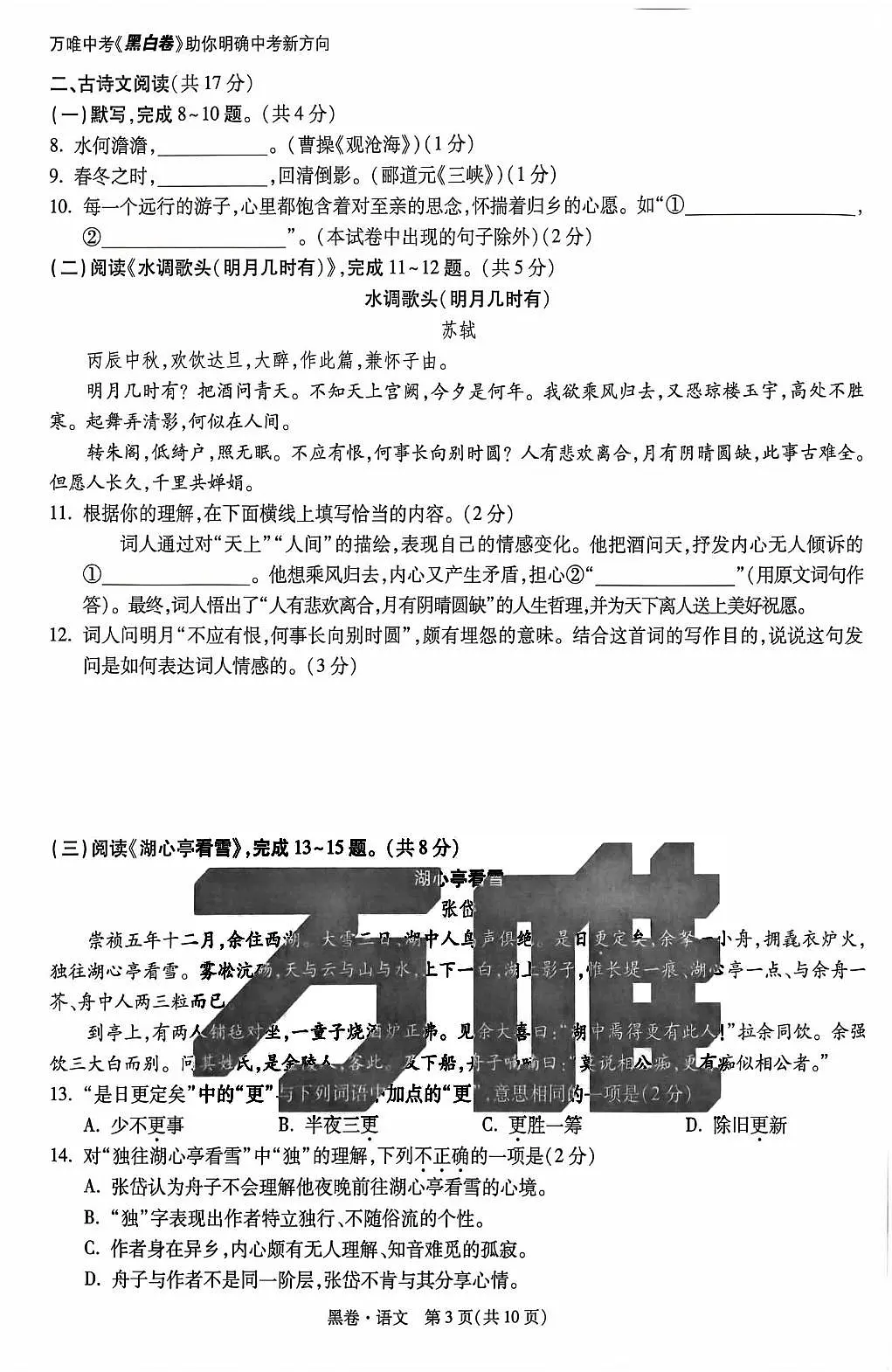 2025《万唯中考•北京黑白卷》语文黑卷(精修版)第3页