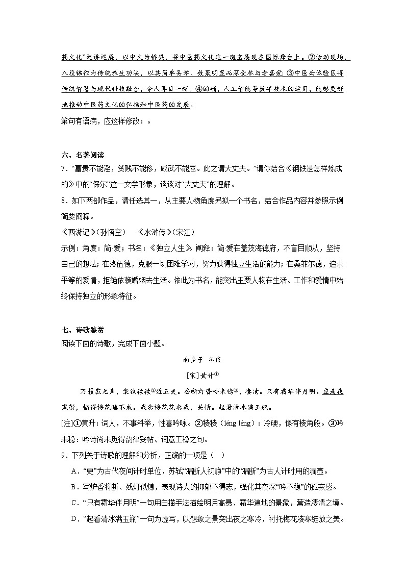 2025年山东省日照市中考二模语文试题（含答案）第3页